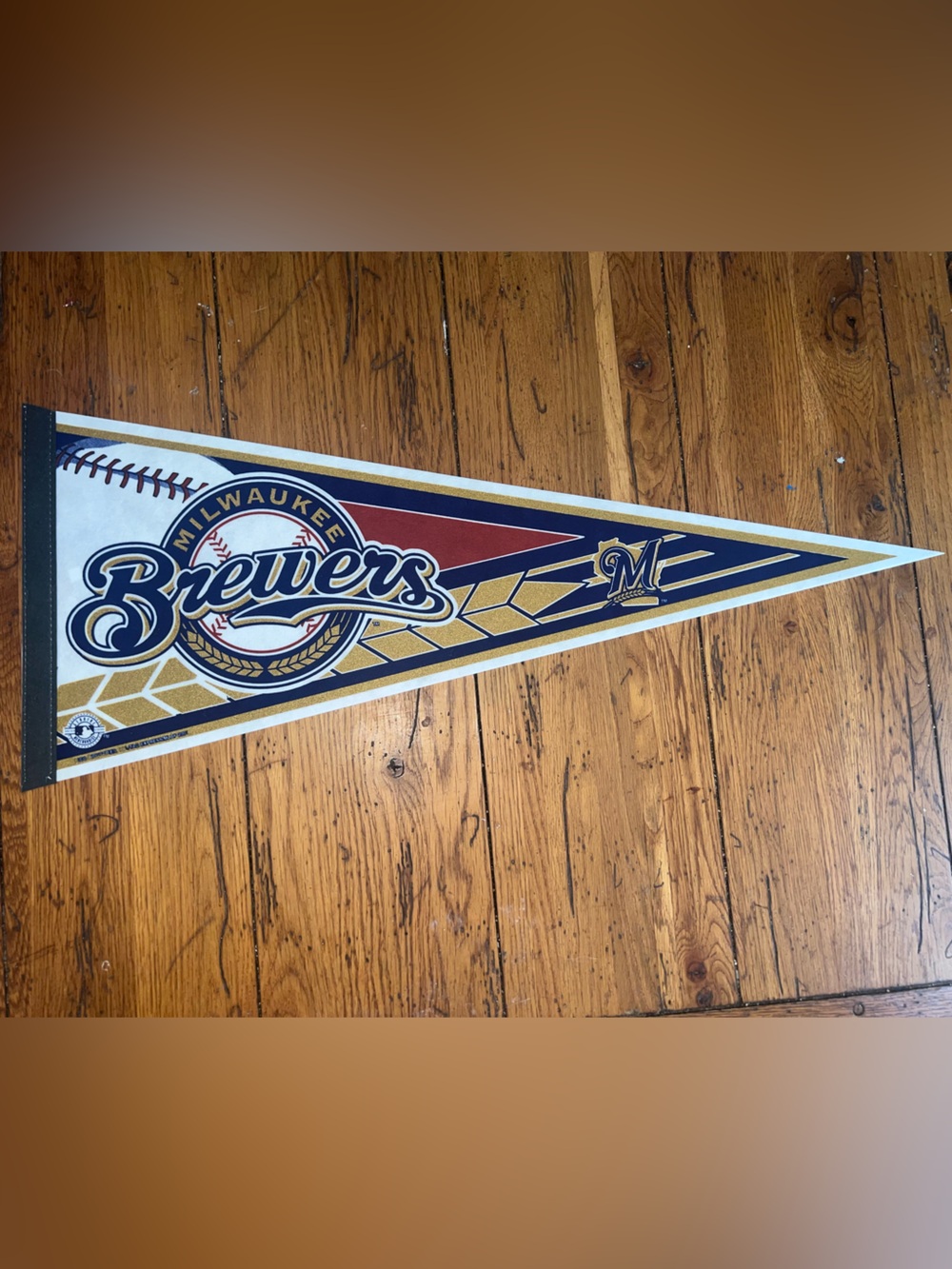 Triangular Pennant - Navy, Gold & White